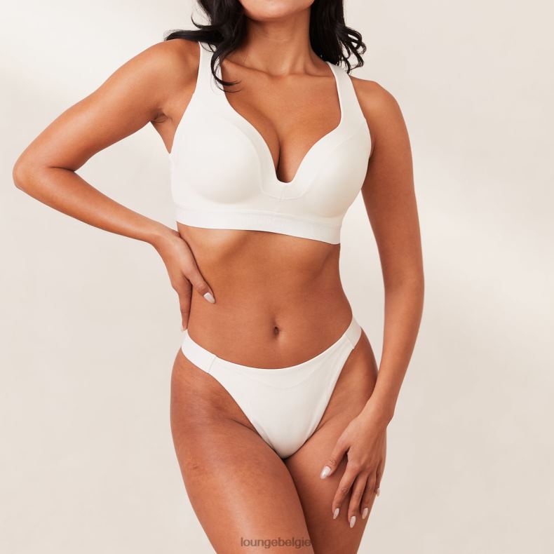 geribbelde mindful bh & string/slip set vrouwen wit Lounge ondergoed 008ZJ169 - Image 1