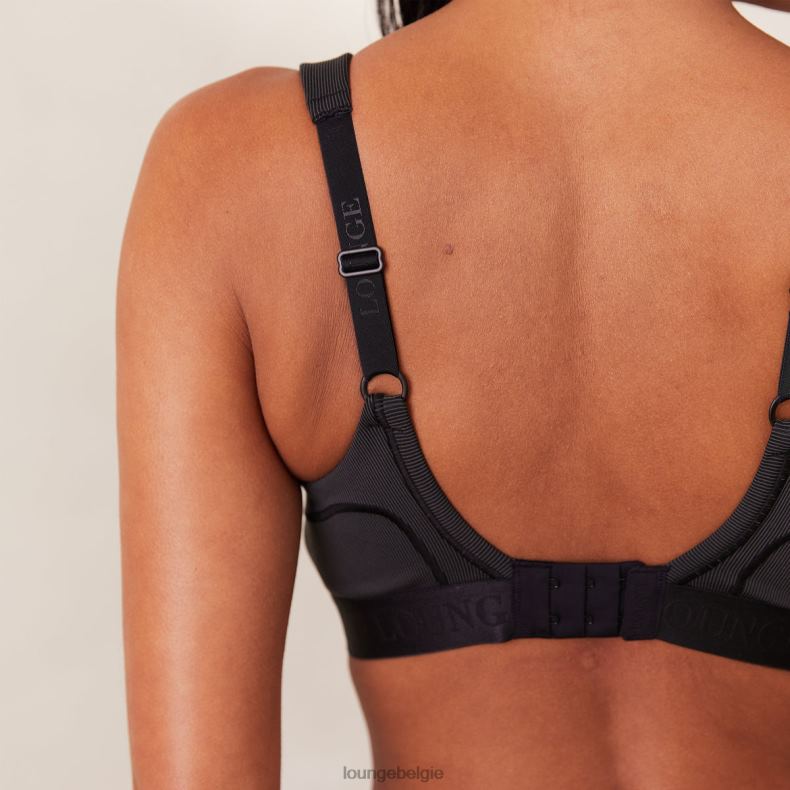 geribbelde mindful bh & string/slip set vrouwen zwart Lounge ondergoed 008ZJ165 - Image 11