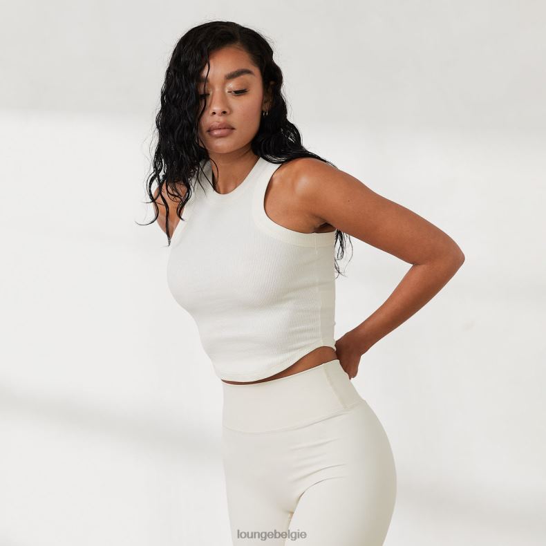 geribbelde racerbacktop x jess hunt vrouwen gebroken wit Lounge kleding 008ZJ814 - Image 6