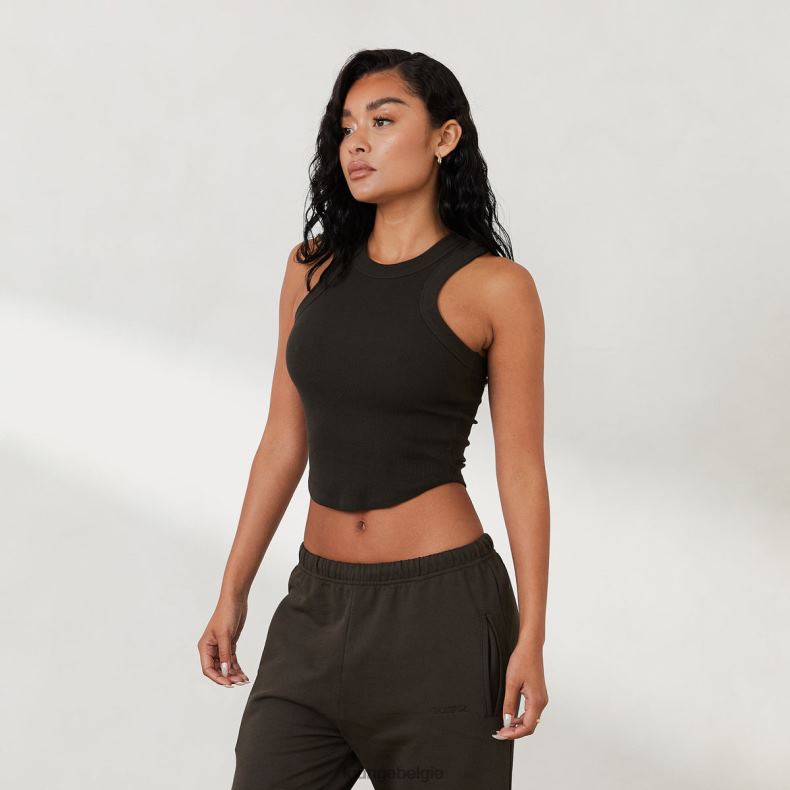 geribbelde racerbacktop x jess hunt vrouwen zwart gewassen Lounge kleding 008ZJ803 - Image 5