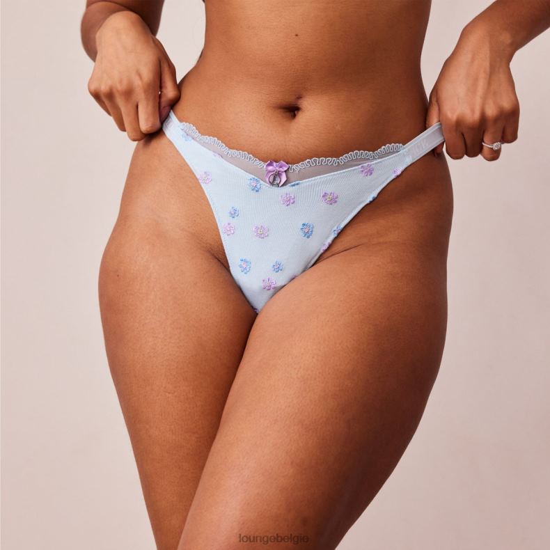 Geribbelde set met driehoekige bh en string/slip met bloemenmotief vrouwen blauw Lounge ondergoed 008ZJ224 - Image 19