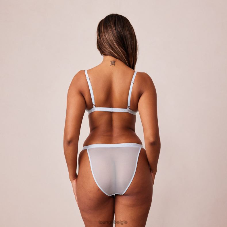 Geribbelde set met driehoekige bh en string/slip met bloemenmotief vrouwen blauw Lounge ondergoed 008ZJ224 - Image 6