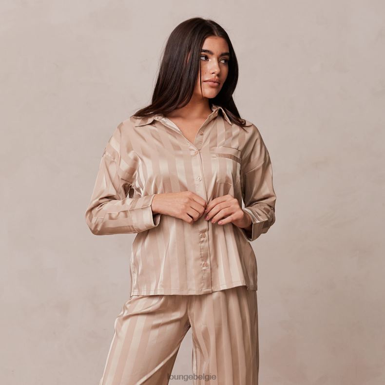 gestreept_satijnen_pyjamashirt_vrouwen_nerts_lounge_kleding_008zj923.jpg gestreept satijnen pyjamashirt vrouwen nerts Lounge kleding 008ZJ923 - Image 1
