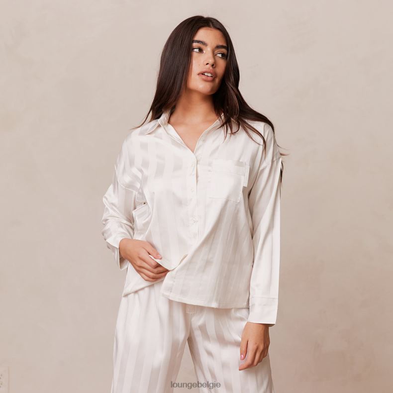 gestreept_satijnen_pyjamashirt_vrouwen_parel_lounge_kleding_008zj930.jpg gestreept satijnen pyjamashirt vrouwen parel Lounge kleding 008ZJ930 - Image 1