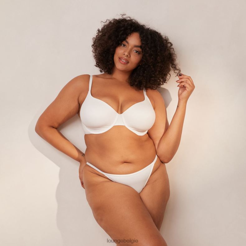 gladde klassieke T-shirt bh & string/slip set vrouwen wit Lounge ondergoed 008ZJ150 - Image 7