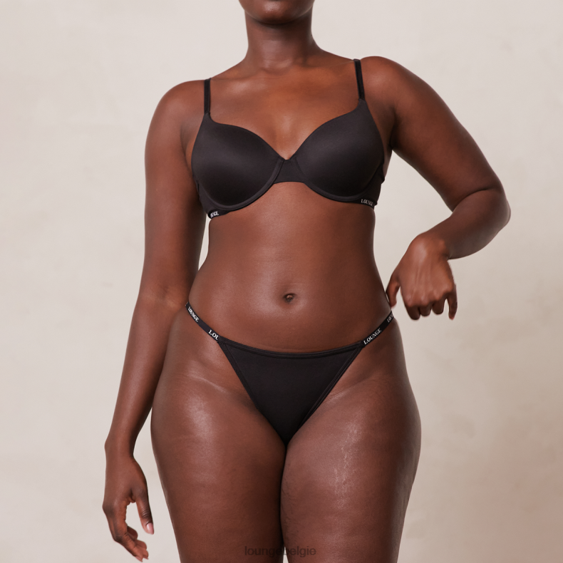gladde klassieke T-shirt bh & string/slip set vrouwen zwart Lounge ondergoed 008ZJ135 - Image 11