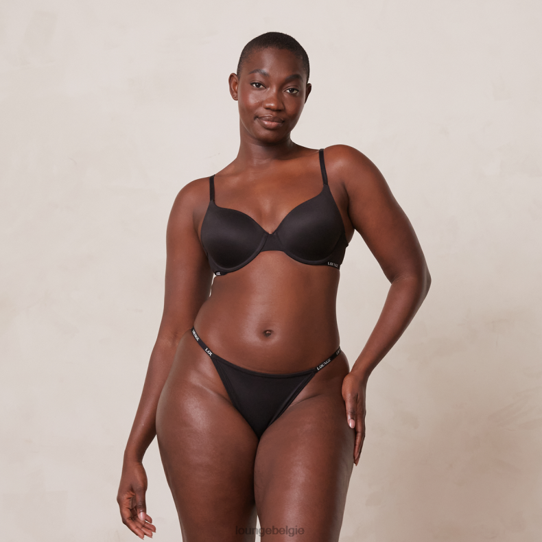 gladde klassieke T-shirt bh & string/slip set vrouwen zwart Lounge ondergoed 008ZJ135 - Image 9
