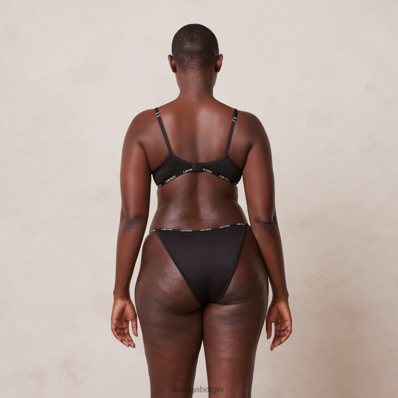 gladde klassieke T-shirt bh & string/slip set vrouwen zwart Lounge ondergoed 008ZJ135 - Image 10