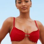 Hawaiiaanse getextureerde bikinitop vrouwen rood Lounge badkleding 008ZJ996