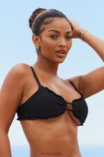 Hawaiiaanse getextureerde bikinitop vrouwen zwart Lounge badkleding 008ZJ998 - Image 3