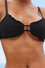 Hawaiiaanse getextureerde bikinitop vrouwen zwart Lounge badkleding 008ZJ998 - Image 4