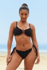Hawaiiaanse getextureerde bikinitop vrouwen zwart Lounge badkleding 008ZJ998 - Image 5