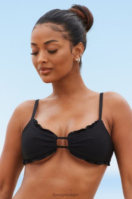 Hawaiiaanse getextureerde bikinitop vrouwen zwart Lounge badkleding 008ZJ998