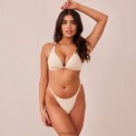 lichte set met diepuitgesneden T-shirt-bh en string/slip zonder beugel vrouwen latte Lounge ondergoed 008ZJ228 - Image 18