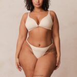 lichte set met diepuitgesneden T-shirt-bh en string/slip zonder beugel vrouwen latte Lounge ondergoed 008ZJ228 - Image 21