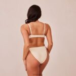 lichte set met diepuitgesneden T-shirt-bh en string/slip zonder beugel vrouwen latte Lounge ondergoed 008ZJ228 - Image 6