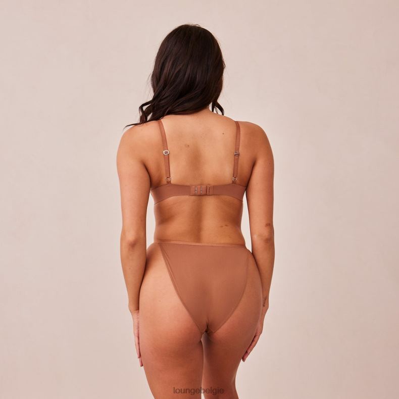 lichte set met diepuitgesneden T-shirt-bh en string/slip zonder beugel vrouwen mokka Lounge ondergoed 008ZJ230 - Image 6