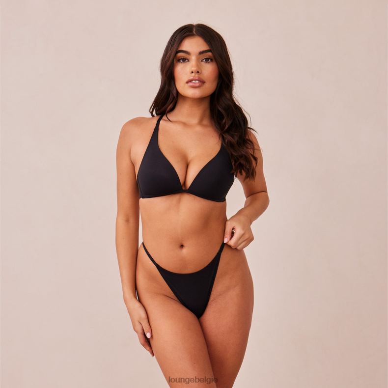lichte set met diepuitgesneden T-shirt-bh en string/slip zonder beugel vrouwen zwart Lounge ondergoed 008ZJ226 - Image 20