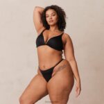 lichte set met diepuitgesneden T-shirt-bh en string/slip zonder beugel vrouwen zwart Lounge ondergoed 008ZJ226 - Image 3