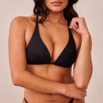 lichte set met diepuitgesneden T-shirt-bh en string/slip zonder beugel vrouwen zwart Lounge ondergoed 008ZJ226 - Image 8