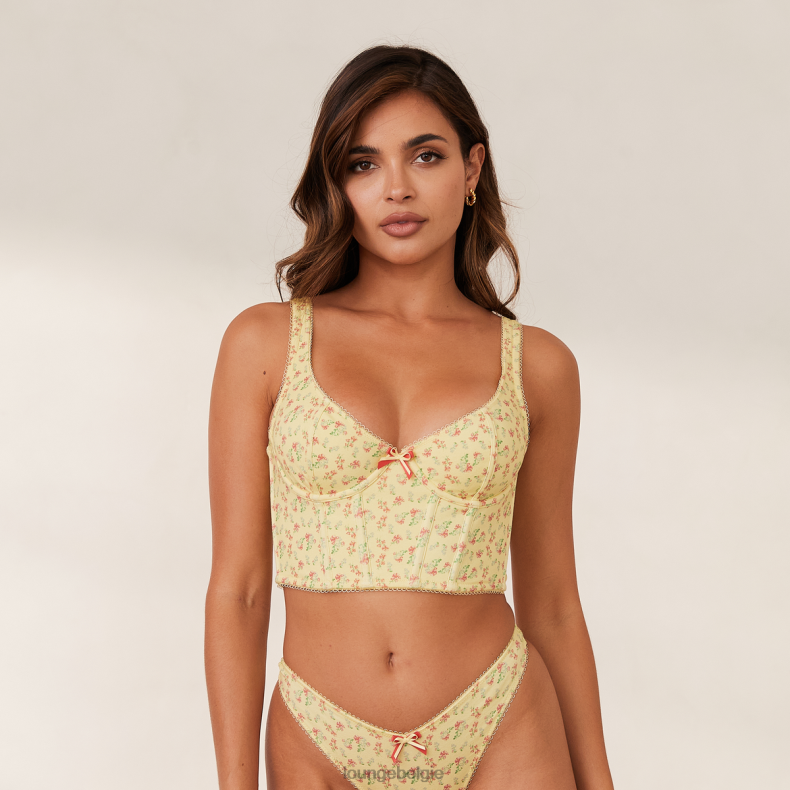 lieve lange bh- en g-stringset vrouwen citroen bloemen Lounge ondergoed 008ZJ139 - Image 2