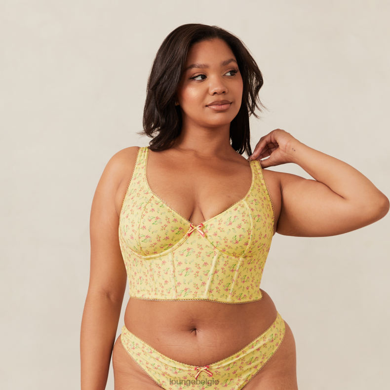 lieve lange bh- en g-stringset vrouwen citroen bloemen Lounge ondergoed 008ZJ139 - Image 16