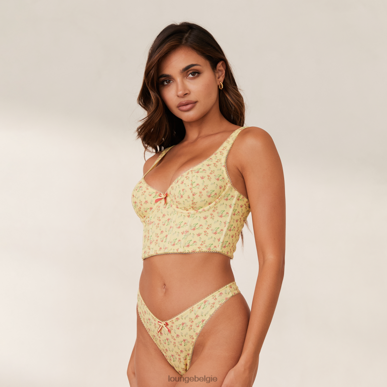 lieve lange bh- en g-stringset vrouwen citroen bloemen Lounge ondergoed 008ZJ139 - Image 10