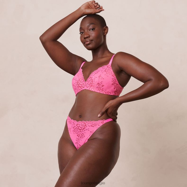 magische kanten bh en string set vrouwen felroze Lounge ondergoed 008ZJ215 - Image 2