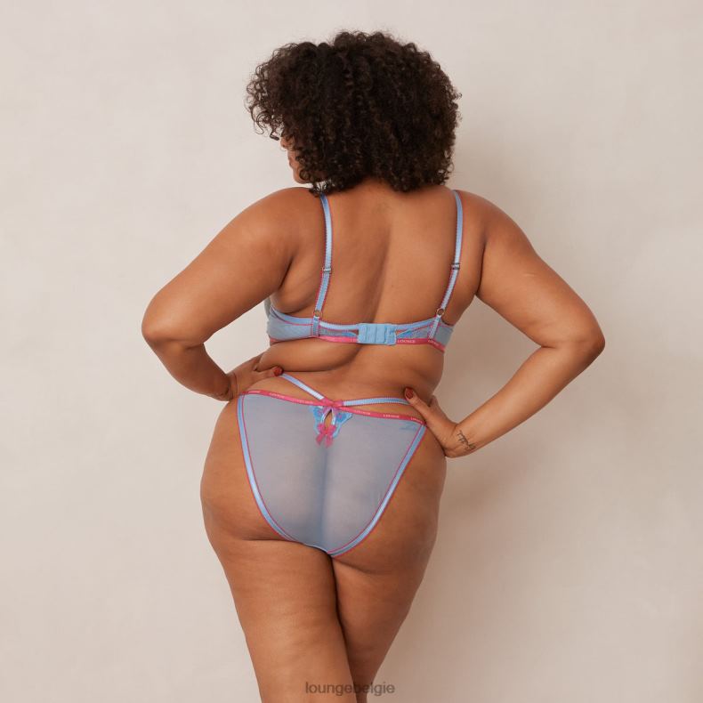 Set met bloemengeborduurde balconnetbeha en string/slip vrouwen blauw Lounge ondergoed 008ZJ94 - Image 12