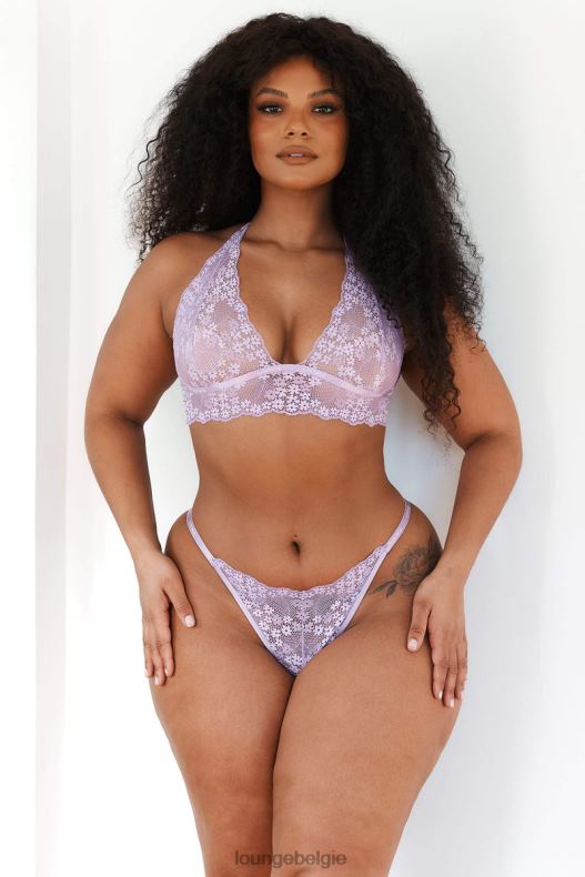 Set met kanten triangelbeha en string/slip vrouwen lila Lounge ondergoed 008ZJ207 - Image 13