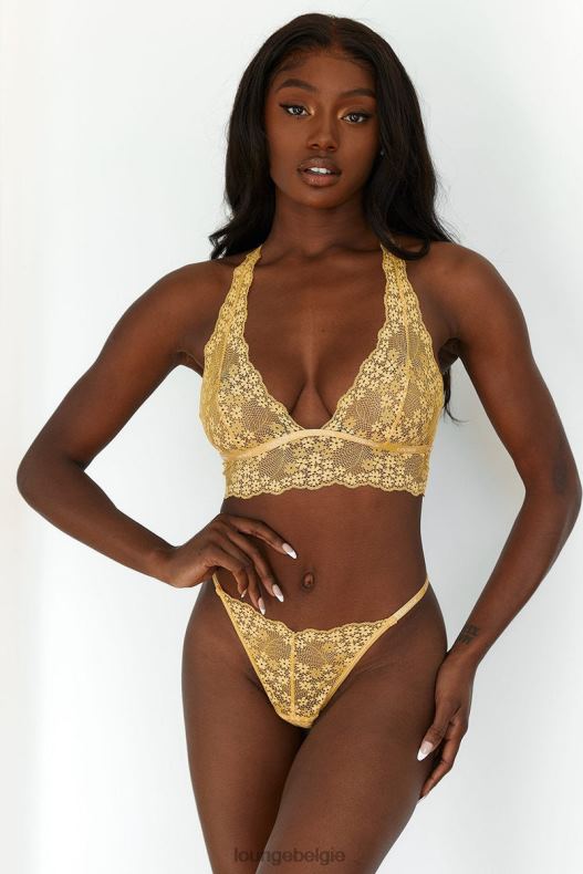 Set met kanten triangelbeha en string/slip vrouwen mosterd Lounge ondergoed 008ZJ222 - Image 13