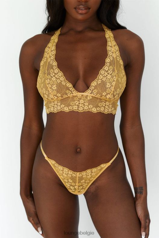 Set met kanten triangelbeha en string/slip vrouwen mosterd Lounge ondergoed 008ZJ222 - Image 16