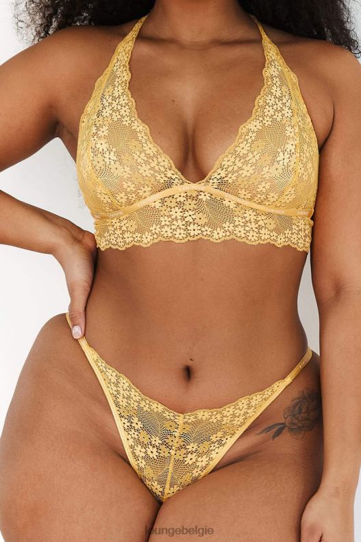 Set met kanten triangelbeha en string/slip vrouwen mosterd Lounge ondergoed 008ZJ222 - Image 9