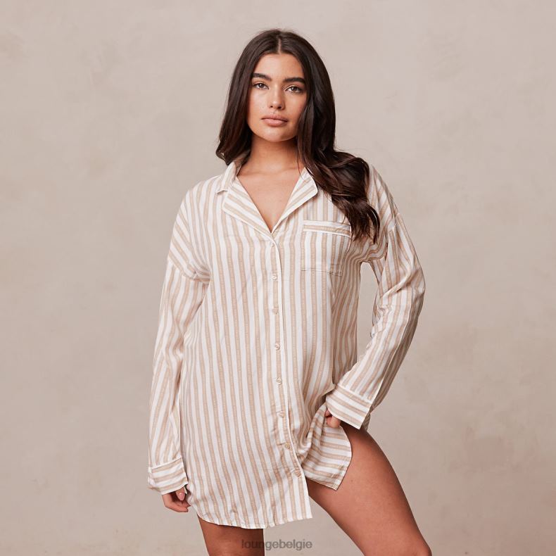 set_met_oversized_pyjamashirt_en_slip_met_krijtstreep_vrouwen_nerts_lounge_kleding_008zj947.jpg Set met oversized pyjamashirt en slip met krijtstreep vrouwen nerts Lounge kleding 008ZJ947 - Image 1