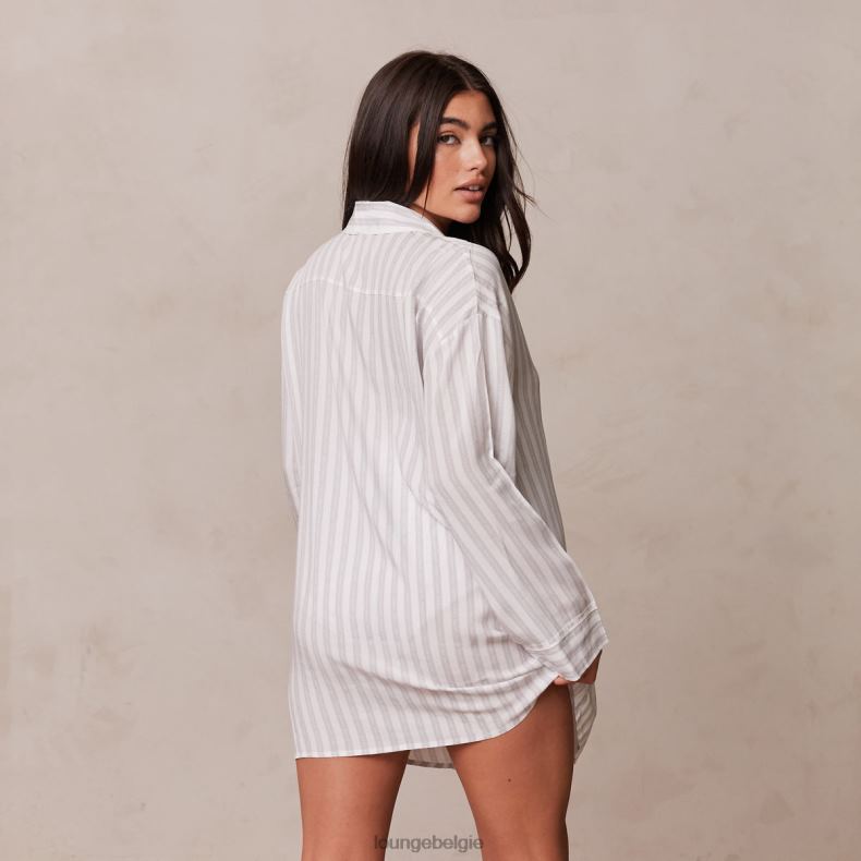 Set met oversized pyjamashirt en slip met krijtstreep vrouwen vorst Lounge kleding 008ZJ945 - Image 2