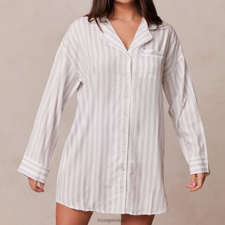 Set met oversized pyjamashirt en slip met krijtstreep vrouwen vorst Lounge kleding 008ZJ945 - Image 3