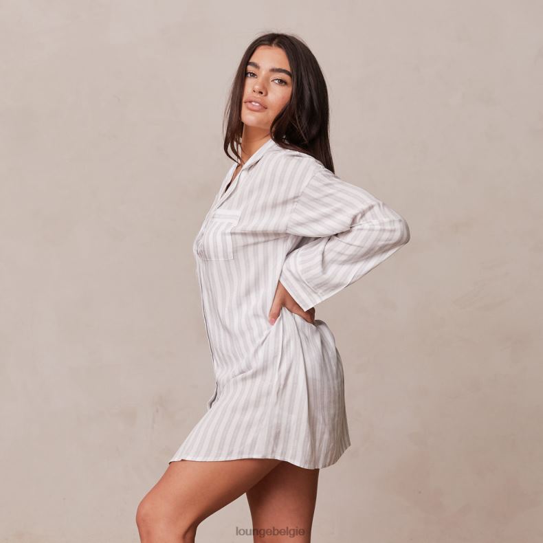 Set met oversized pyjamashirt en slip met krijtstreep vrouwen vorst Lounge kleding 008ZJ945 - Image 6