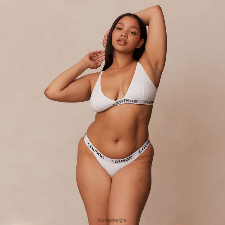 Set van bamboe triangelbeha en string/slip vrouwen helemaal wit Lounge ondergoed 008ZJ174 - Image 3