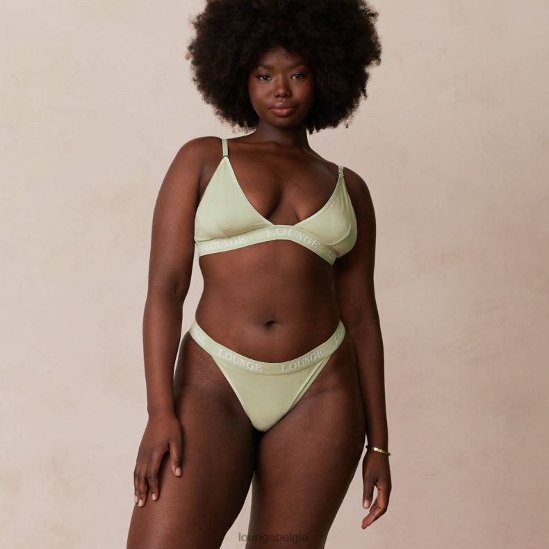 Set van bamboe triangelbeha en string/slip vrouwen olijf Lounge ondergoed 008ZJ173 - Image 12