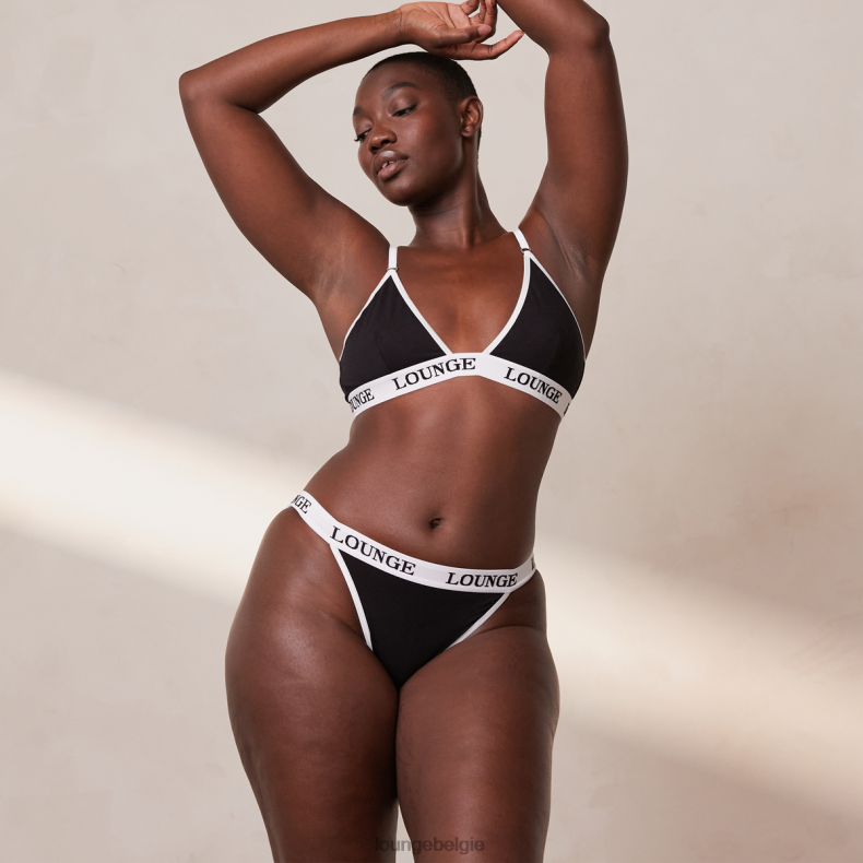 Set van bamboe triangelbeha en string/slip vrouwen zwart Lounge ondergoed 008ZJ195 - Image 4