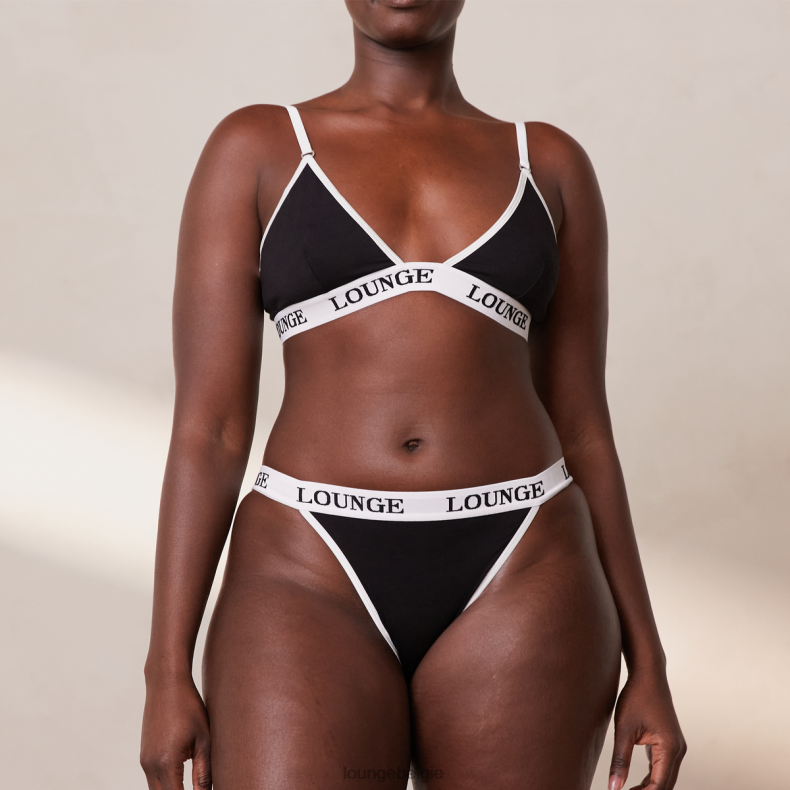 Set van bamboe triangelbeha en string/slip vrouwen zwart Lounge ondergoed 008ZJ195 - Image 6