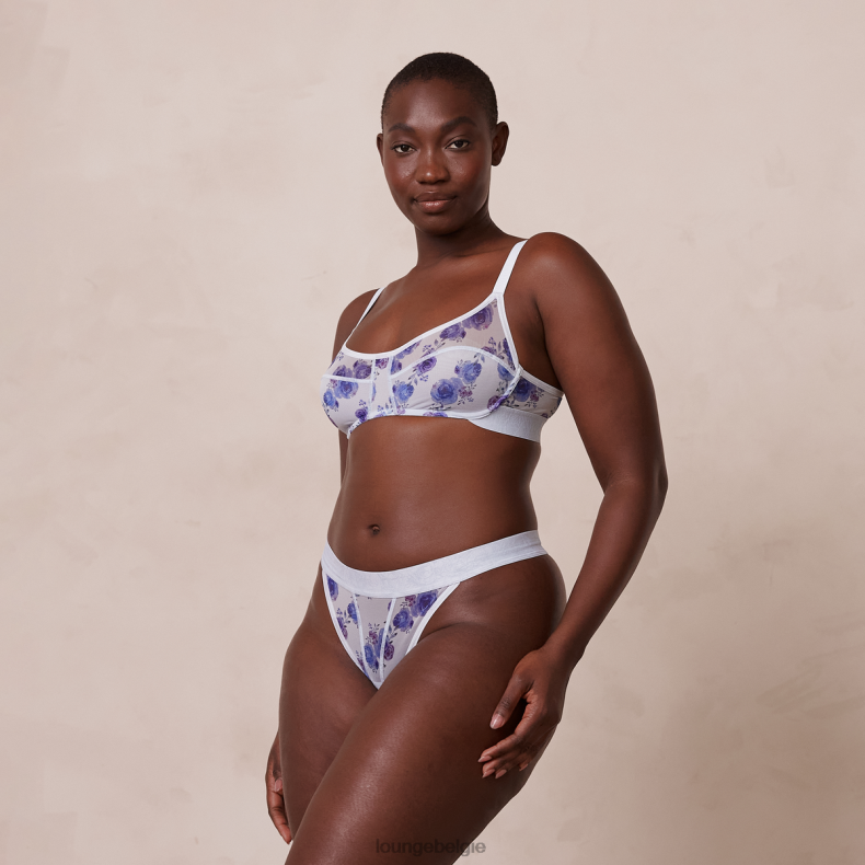 Set van bh en string met bloemenmesh vrouwen blauw Lounge ondergoed 008ZJ85 - Image 2