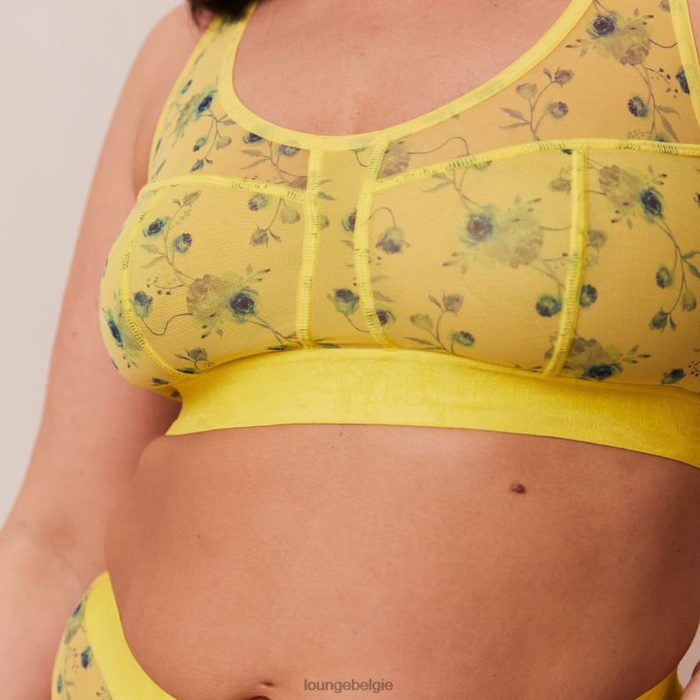 Set van bralette en string met bloemenmesh vrouwen geel Lounge ondergoed 008ZJ229 - Image 4