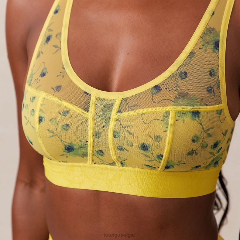 Set van bralette en string met bloemenmesh vrouwen geel Lounge ondergoed 008ZJ229 - Image 6
