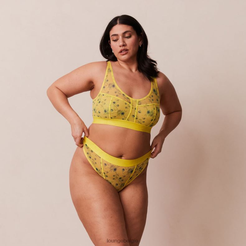 Set van bralette en string met bloemenmesh vrouwen geel Lounge ondergoed 008ZJ229 - Image 9