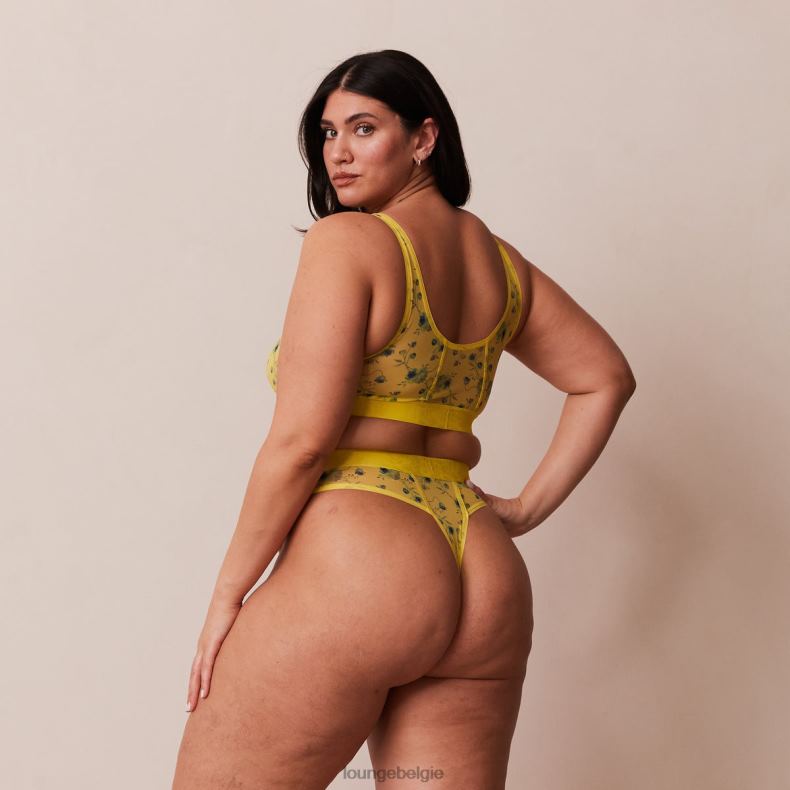 Set van bralette en string met bloemenmesh vrouwen geel Lounge ondergoed 008ZJ229 - Image 10