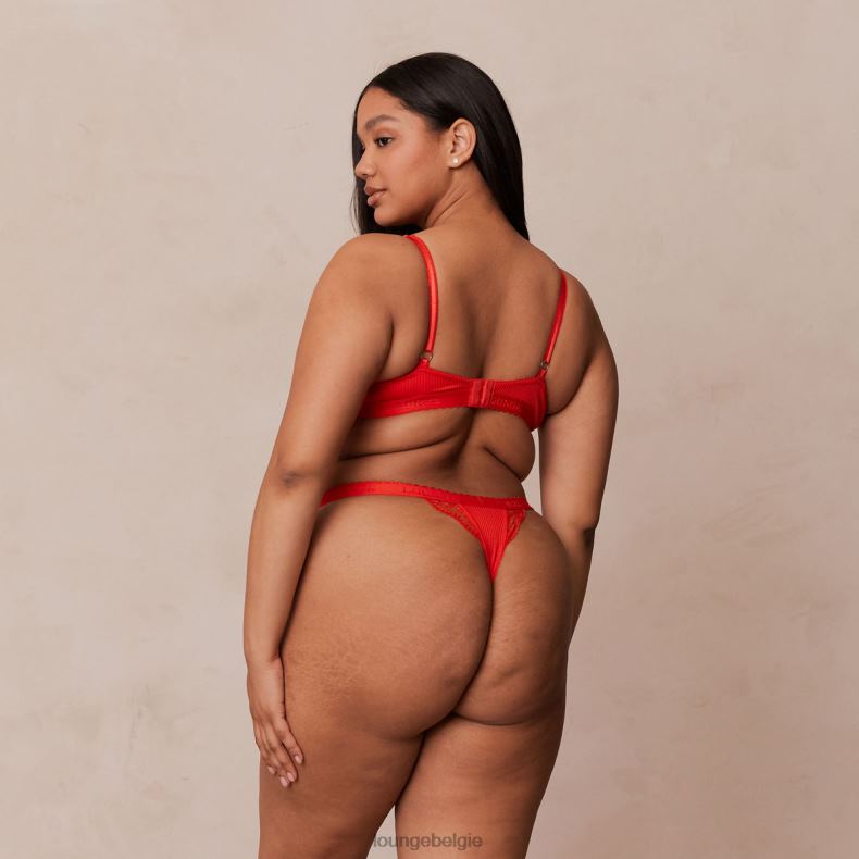 Set van geribbelde balconette-bh en string/slip vrouwen rood Lounge ondergoed 008ZJ131 - Image 11