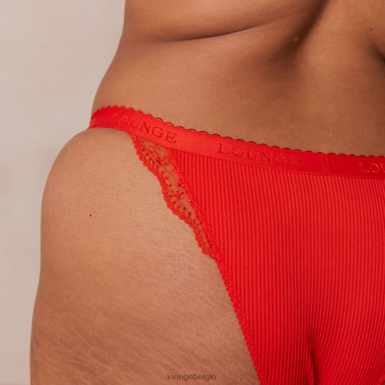 Set van geribbelde balconette-bh en string/slip vrouwen rood Lounge ondergoed 008ZJ131 - Image 9