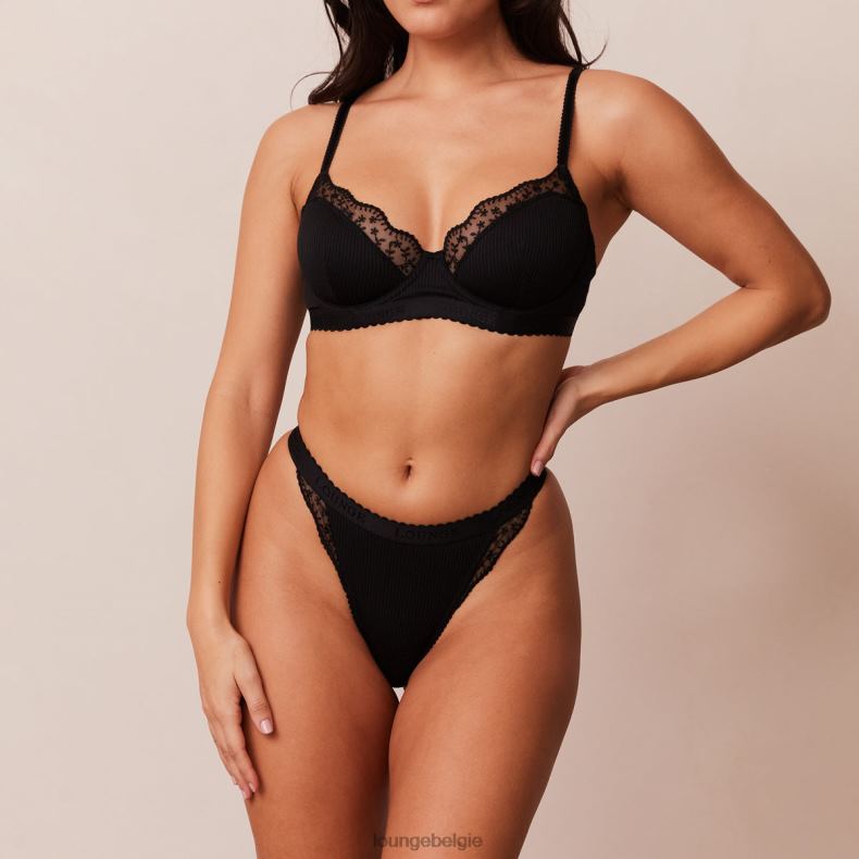 set_van_geribbelde_balconette_bh_en_string_slip_vrouwen_zwart_lounge_ondergoed_008zj73.jpg Set van geribbelde balconette-bh en string/slip vrouwen zwart Lounge ondergoed 008ZJ73 - Image 1