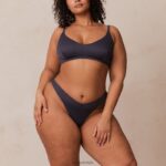 Set van geribbelde triangelbeha en string/slip vrouwen houtskoolblauw Lounge ondergoed 008ZJ235 - Image 14
